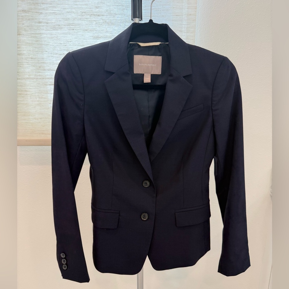 Banana Republic Women's Dark Navy Wool Blazer 00P
